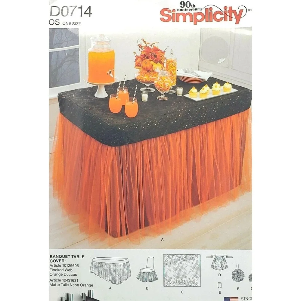 Simplicity D0714 Banquet Table & Chair Cover‎ Apron Banner Pom Pom Party Decor